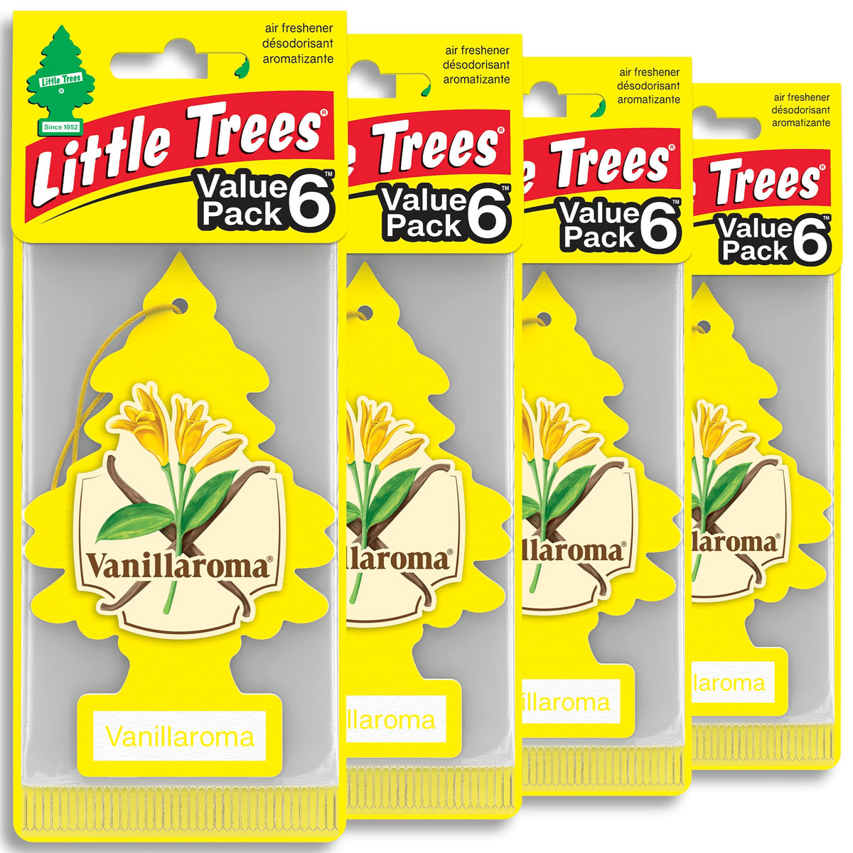 LITTLE TREES front pack showing 24 Vanillaroma trees and benefits