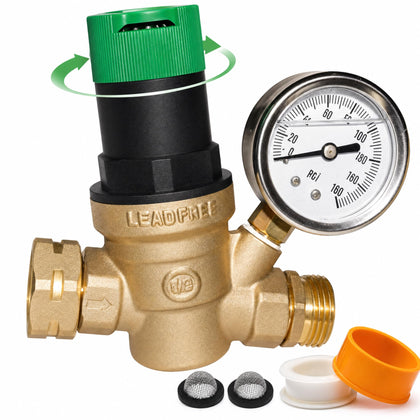 LIULO TOOL front view of regulator showing durable lead-free brass and compact design