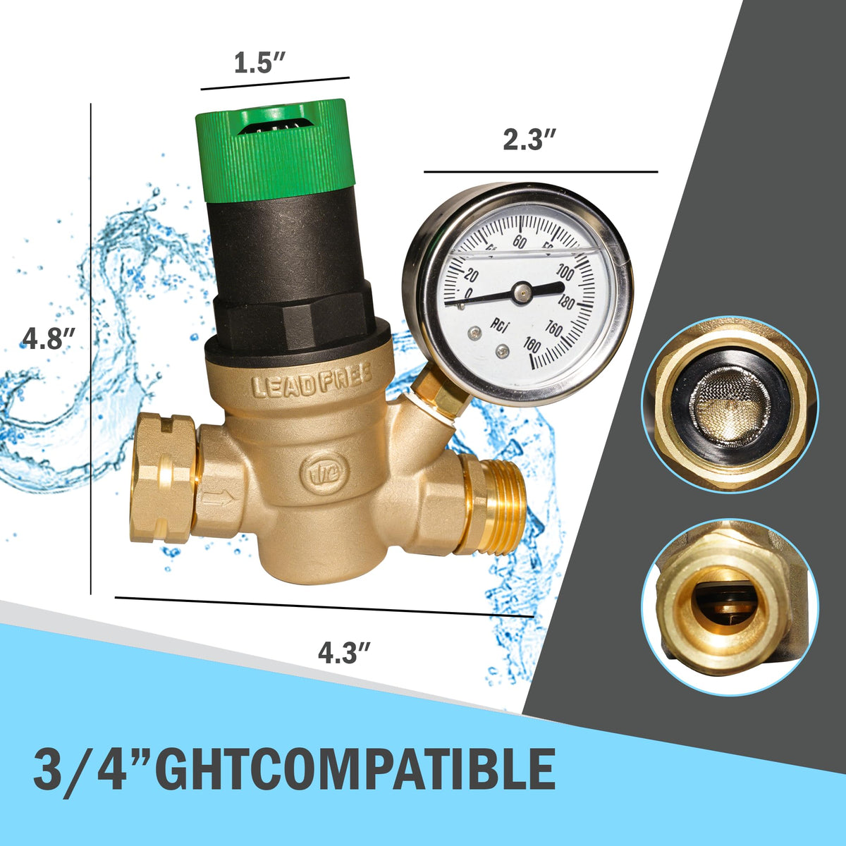 LIULO TOOL clear pressure gauge closeup for accurate real-time readings
