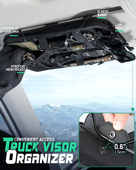 LIVANS installed on a car visor showing easy reach and no sag benefit