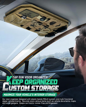 LIVANS open zippered compartment holding documents and phone for accessibility