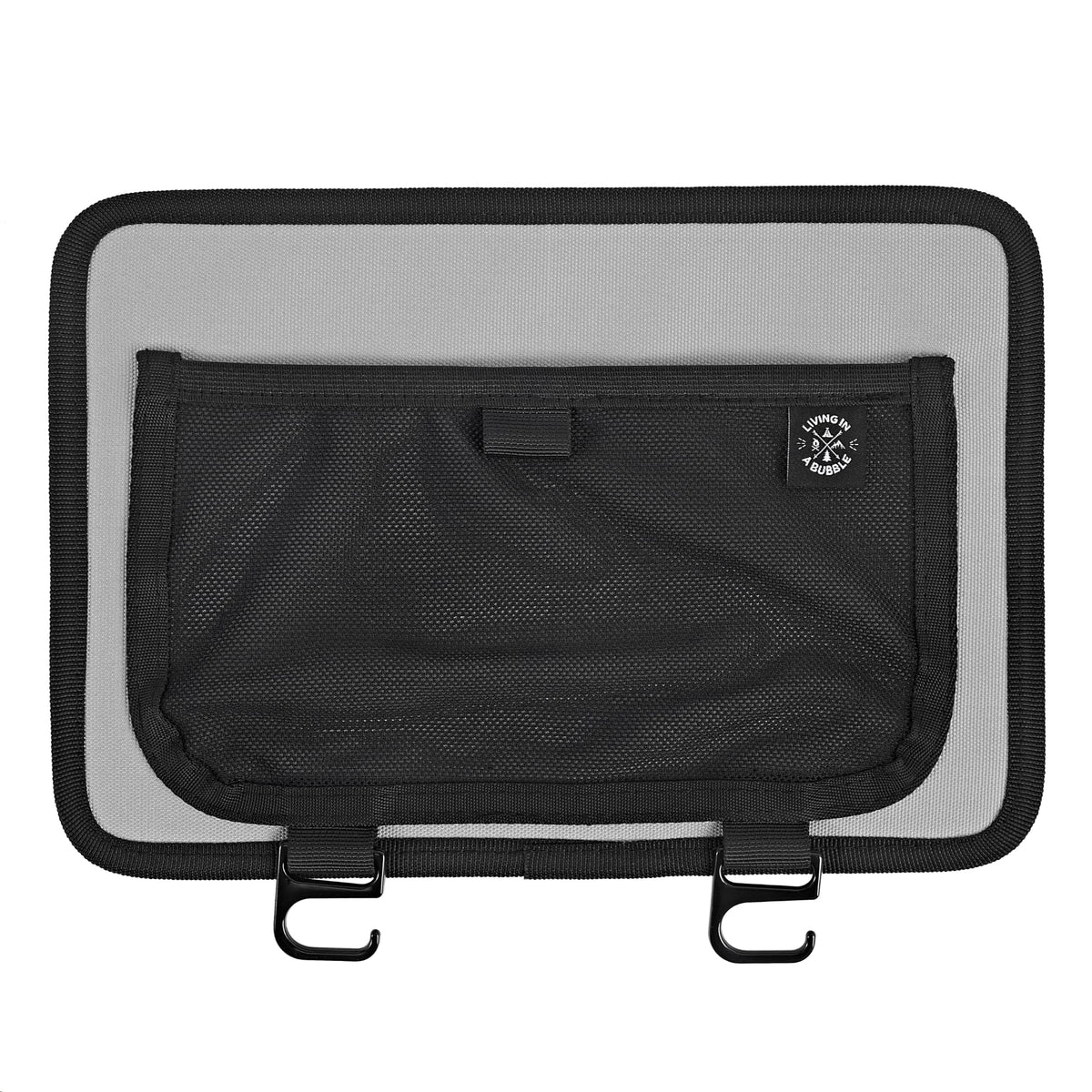 Living in a Bubble front view organizer showing neat vertical pockets and tidy storage benefit