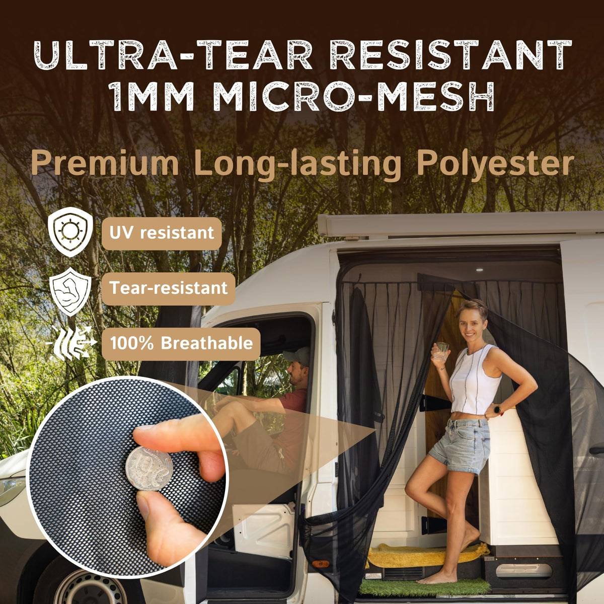 Living in a Bubble installed on a Mercedes Sprinter side door improving ventilation