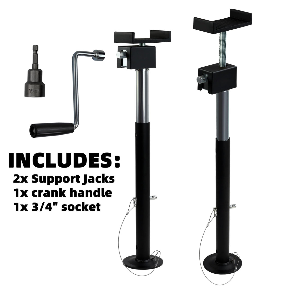 Livpow telescoping jack extended to show height range and versatility