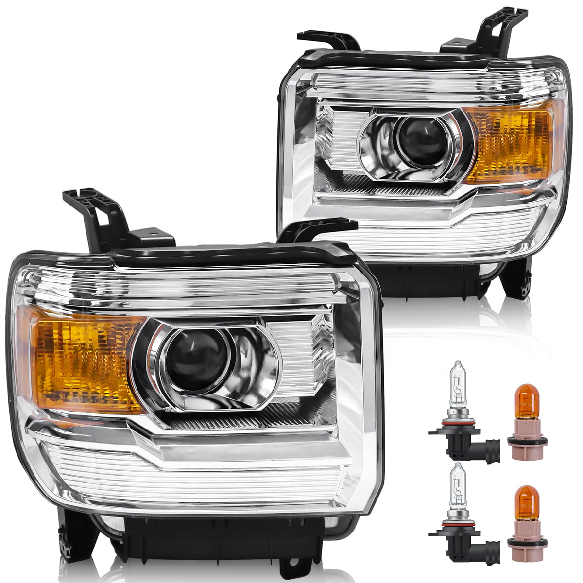 LIWEDFG front assembly on GMC Sierra showing OEM fit and clean finish