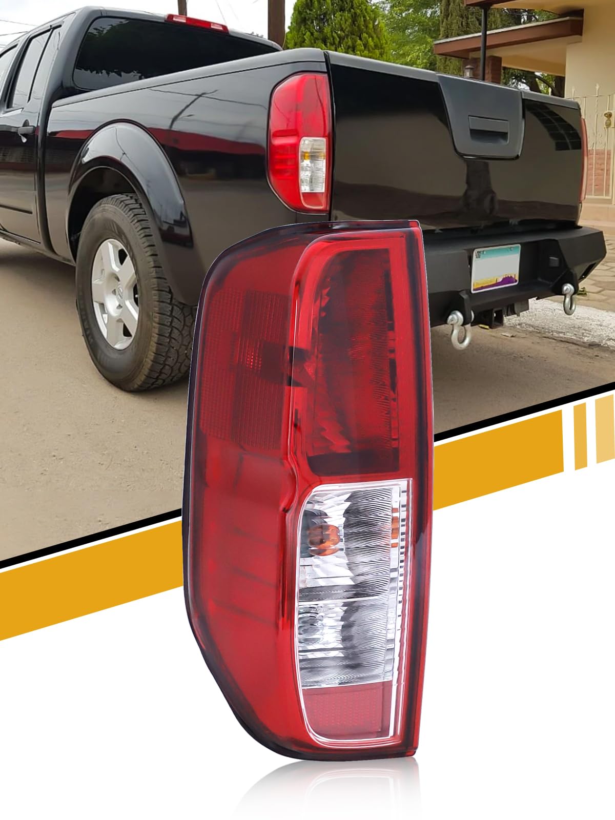 LIWEDFG front view tail light assembly showing red lens and chrome housing for accurate fit