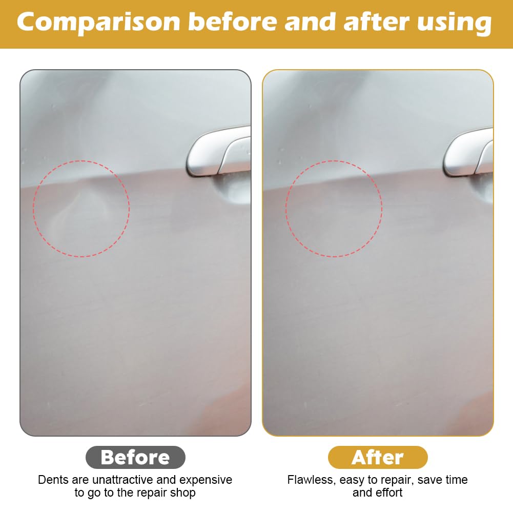 Lixternum before and after dent comparison highlighting visible panel repair