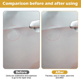Lixternum before and after dent comparison highlighting visible panel repair