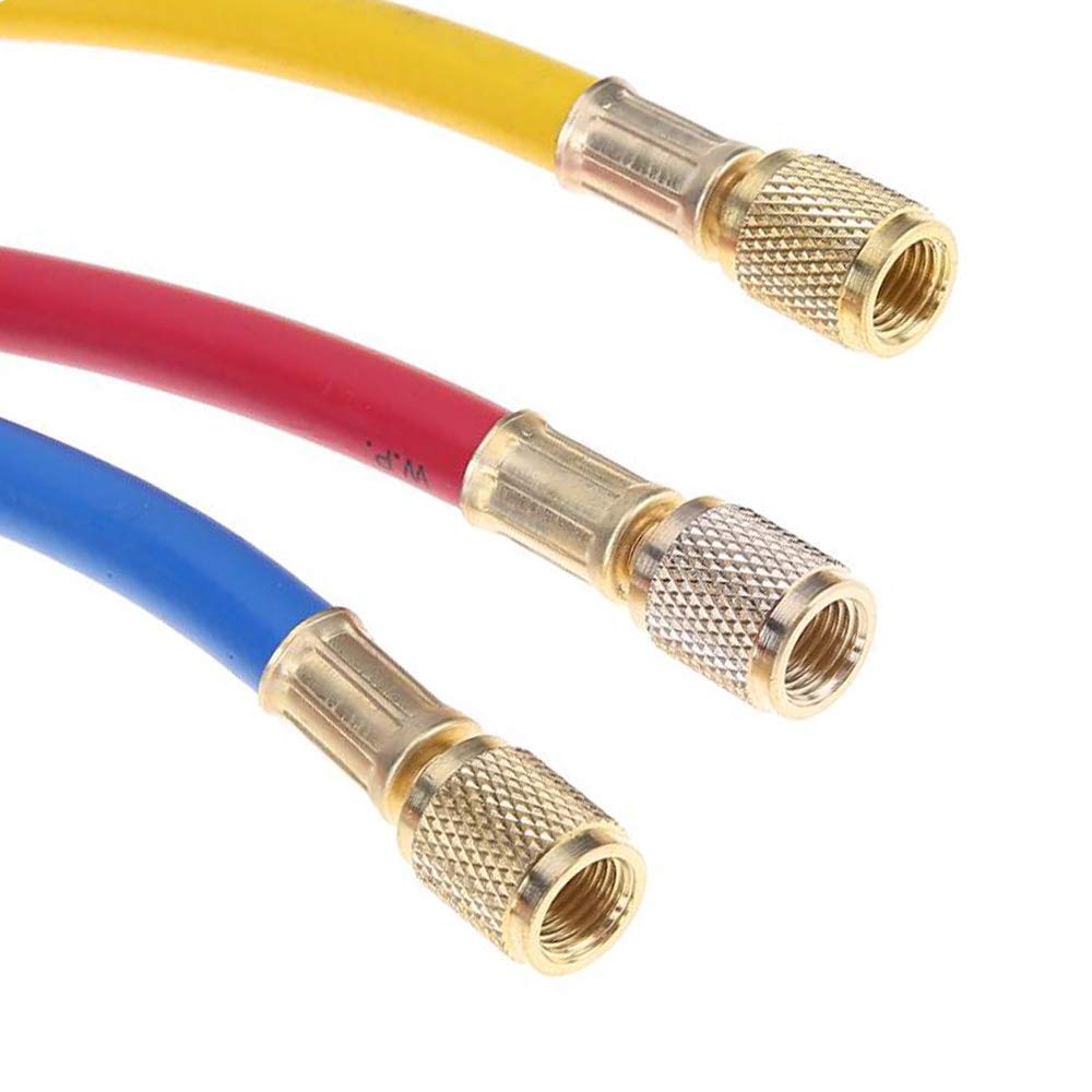 LIYYOO hoses connected to manifold gauge showing professional service benefit