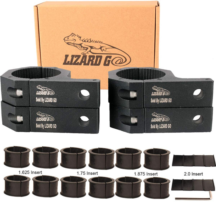 LIZARD GO clamp front view showing mounting holes and robust design for secure fit