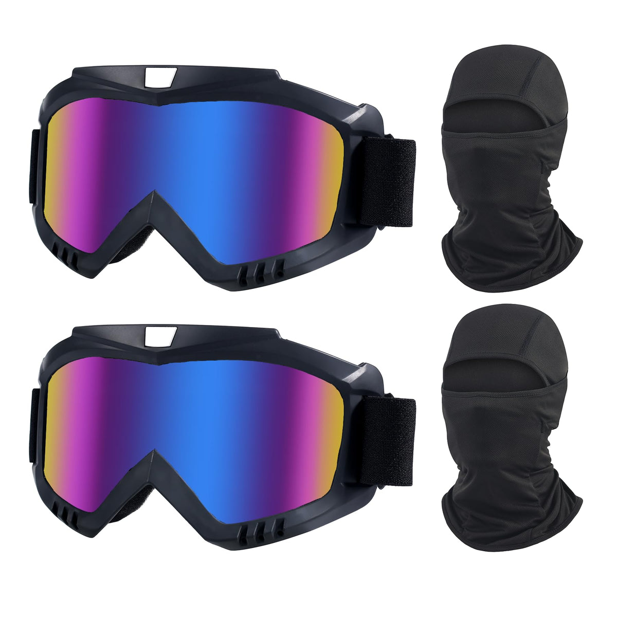 LJDJ front pack showing goggles and balaclavas, ready-to-ride protection