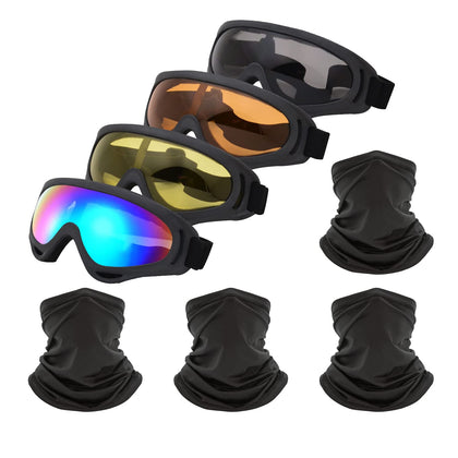 LJDJ front pack showing four goggles and bandanas for ready protection