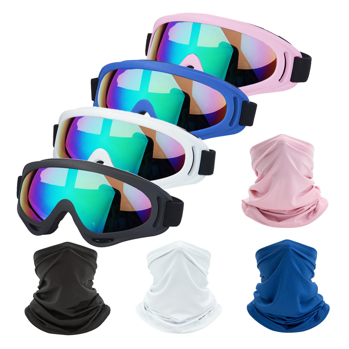 LJDJ goggles front packaging showing full 4-pack and bandanas benefit group readiness