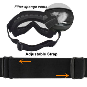 LJDJ goggles worn with helmet showing stable fit during riding