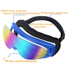 LJDJ goggles worn with helmet demonstrating secure fit and wind protection while riding