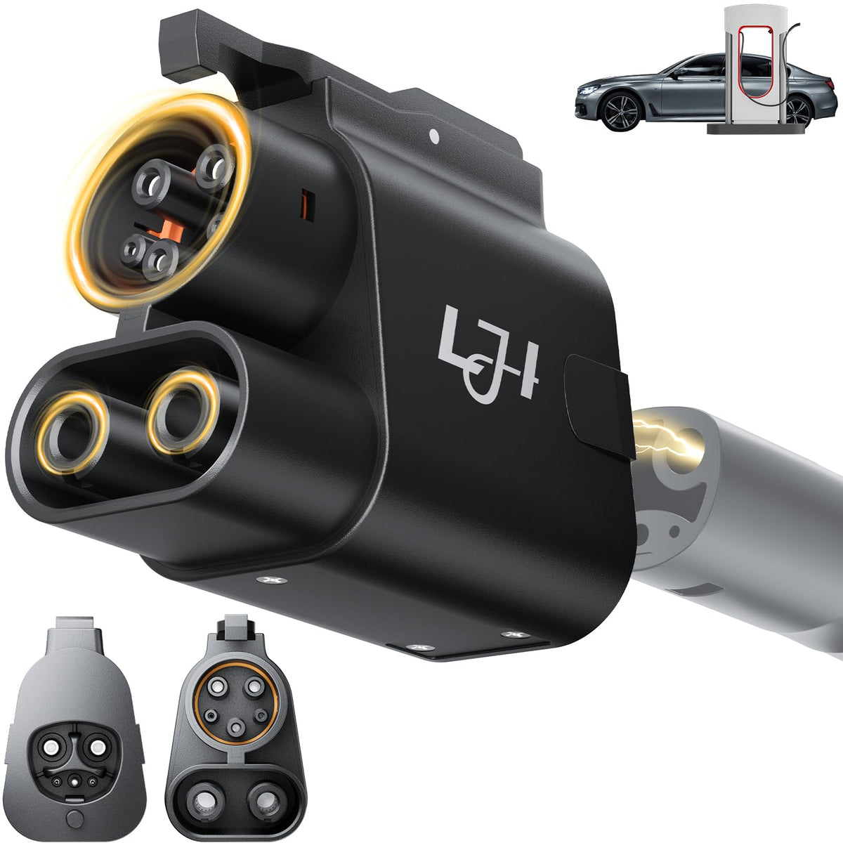 LJH adapter front view showing robust housing and easy connection benefit
