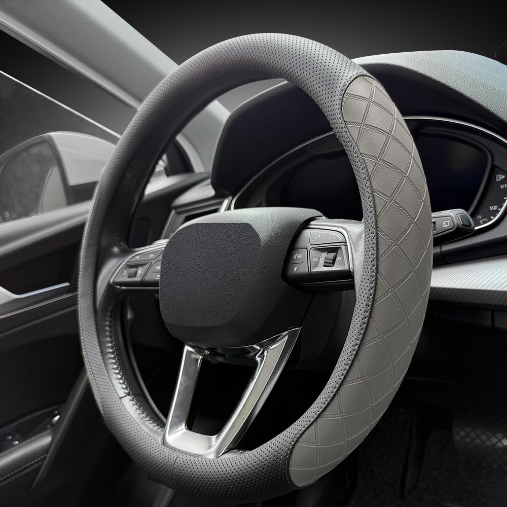 LKWLIKEI front view of steering wheel cover showing sleek design and fit