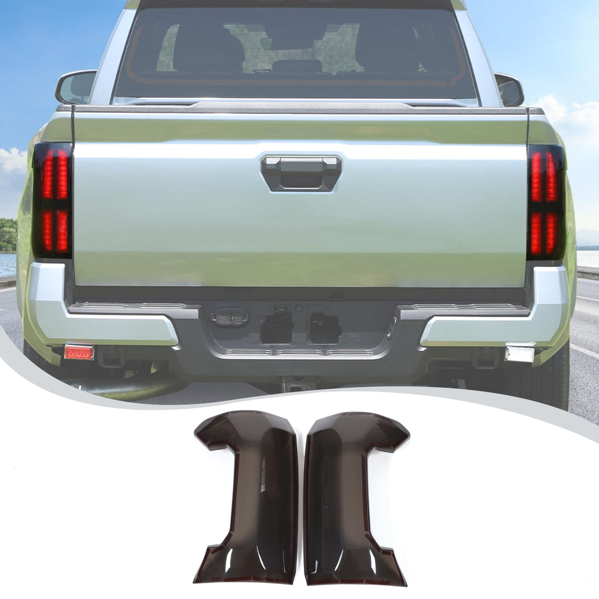 LLKUANG front view of tail light cover showing clean fit and sporty look