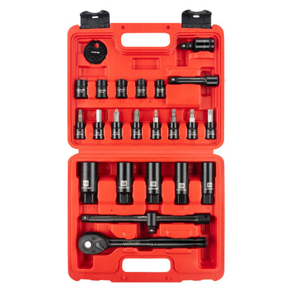 LLNDEI front view of open case showing organized sockets and accessories for quick access
