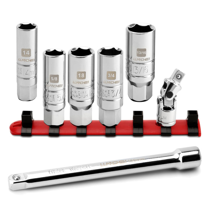 LLNDEI front packaging displaying full 7-piece socket set and contents benefit clarity