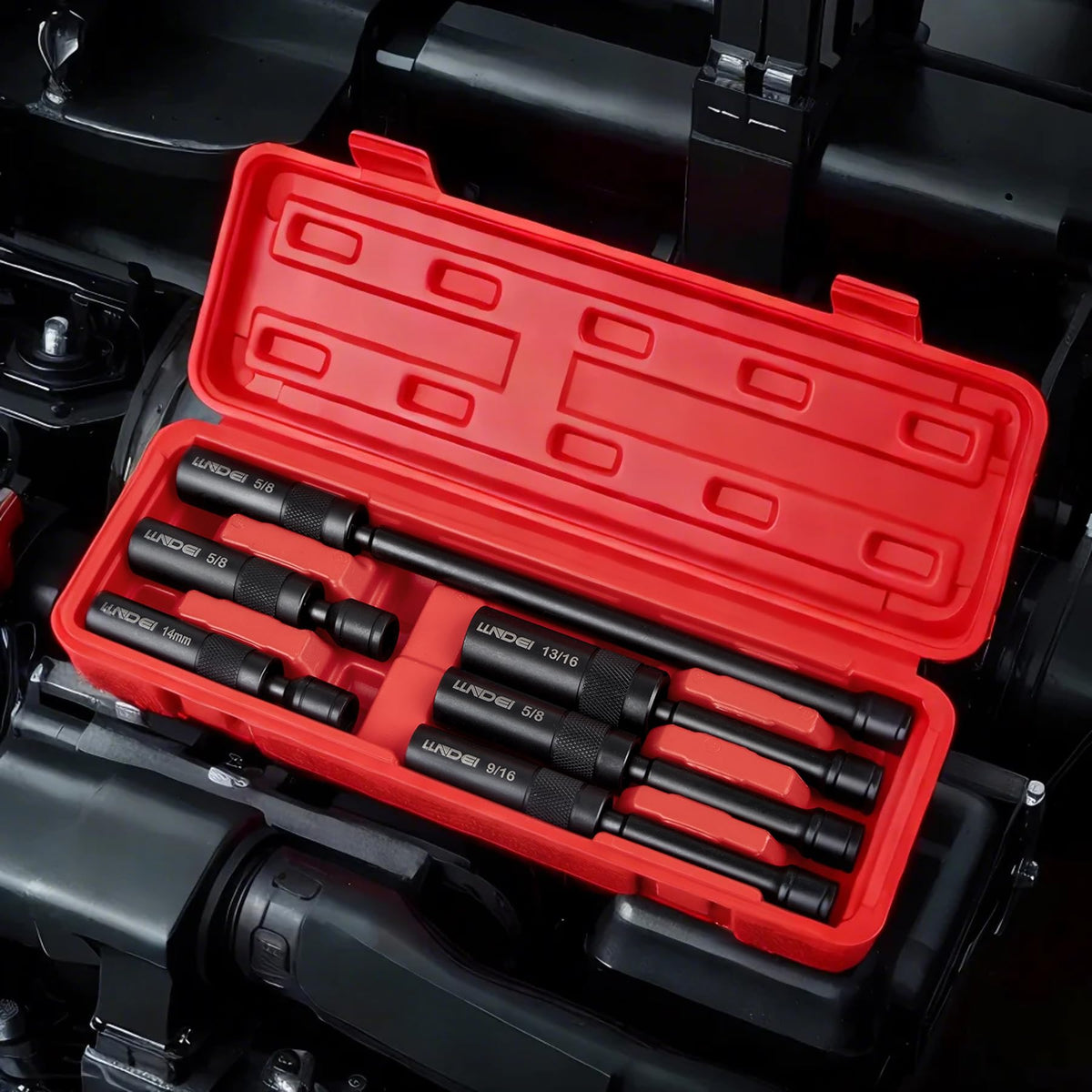 LLNDEI length comparison of 4, 6, and 11 inch sockets illustrating deep-reach versatility