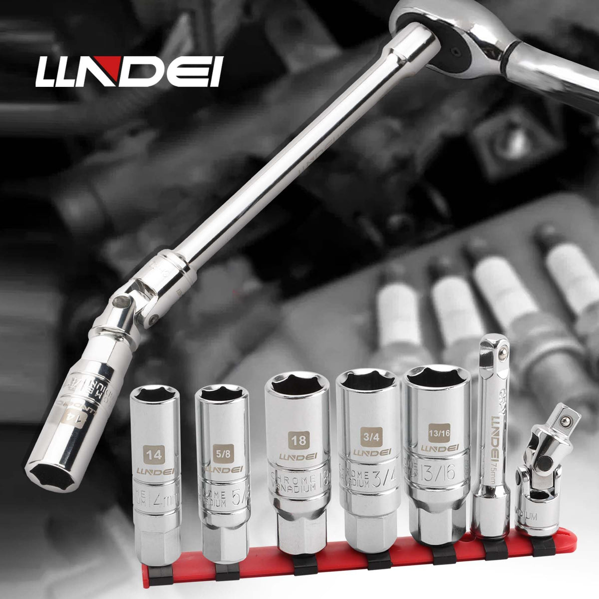 LLNDEI set on a garage workbench showing tools ready for vehicle maintenance