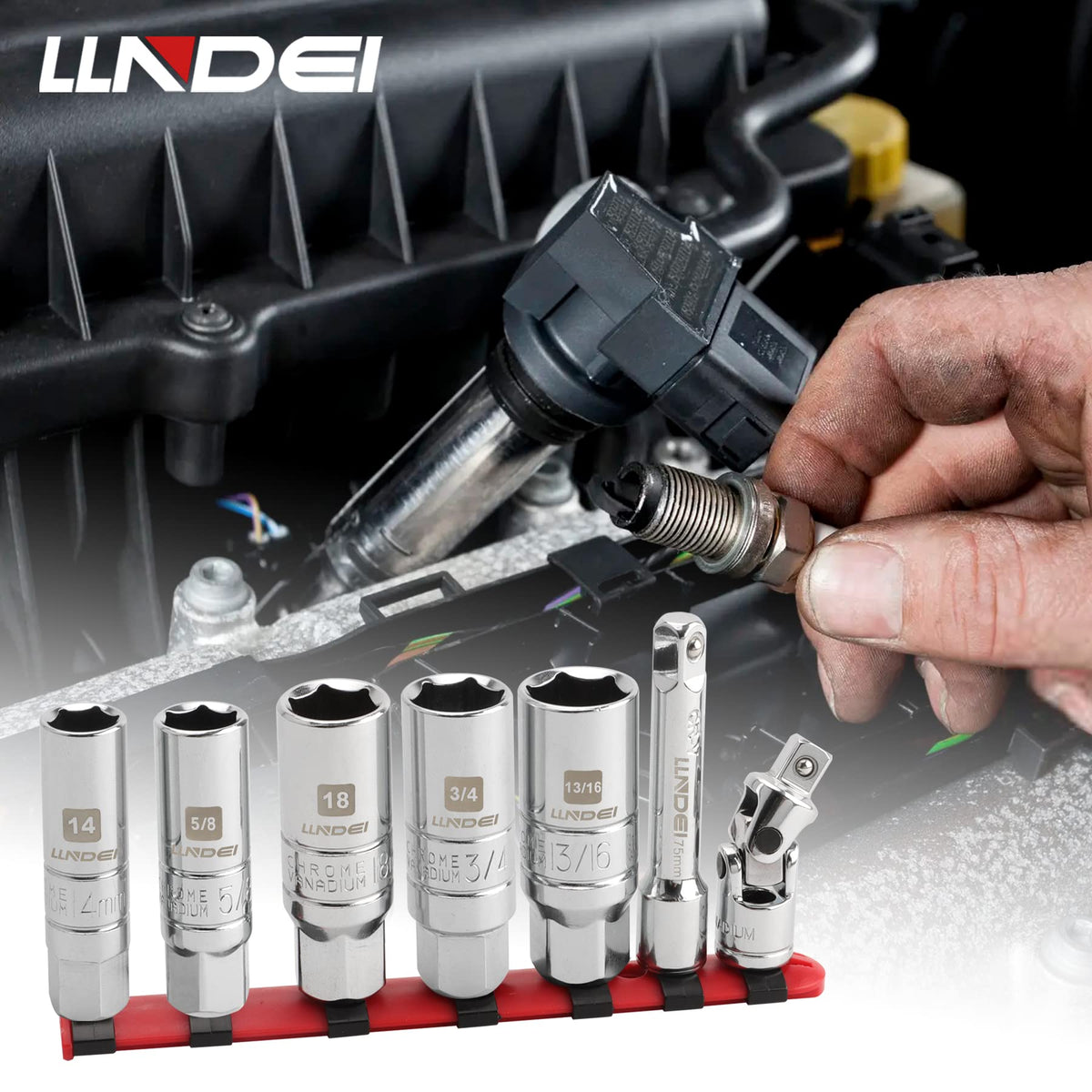 LLNDEI sockets beside ruler showing compact size and accurate fit