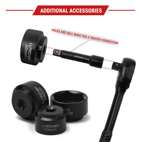 llndei sockets seated in reinforced plastic case keeping tools secure and transport-friendly