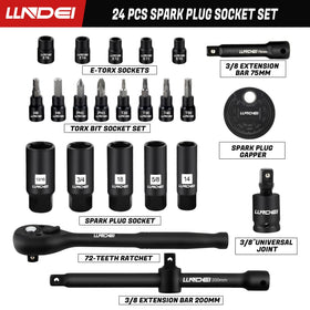 LLNDEI close-up of spark plug sockets showing secure fit and corrosion-resistant finish