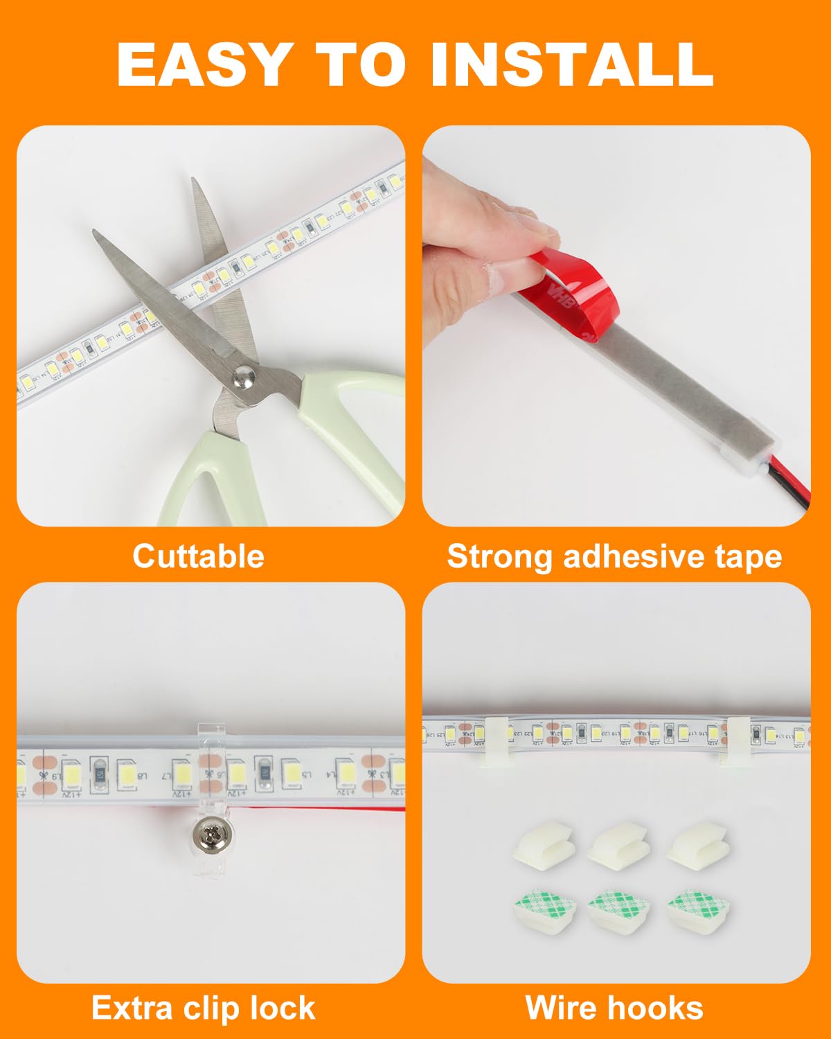 LLTOP mounting clips and adhesive tape showing secure easy installation