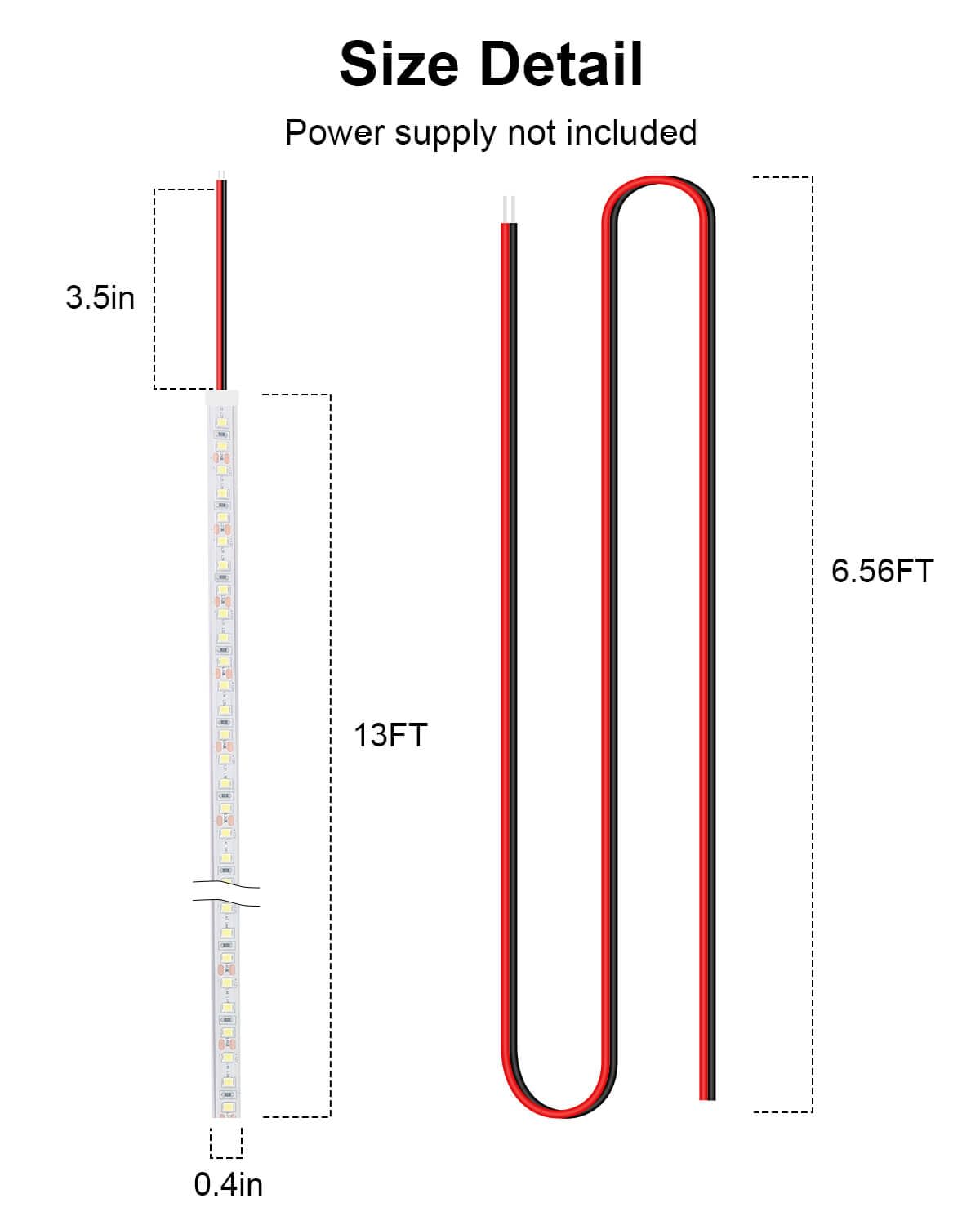 LLTOP strip beside ruler and 12V battery showing scale and 12V compatibility
