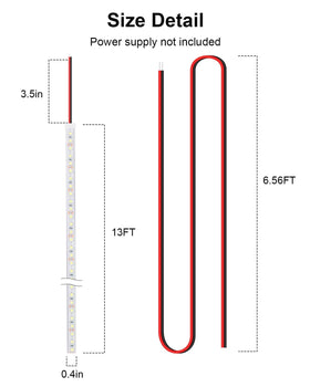 LLTOP strip beside ruler and 12V battery showing scale and 12V compatibility