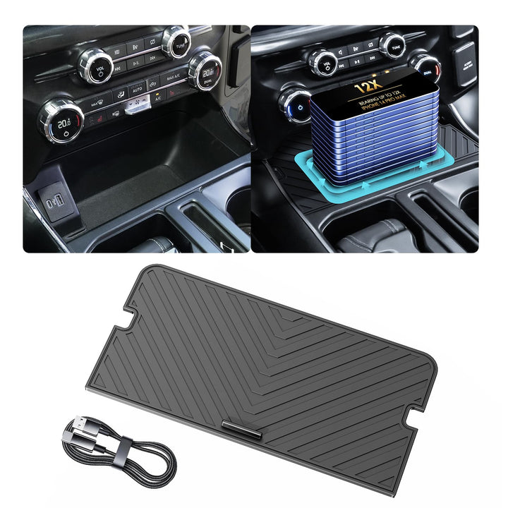 LLXGAB front view installed in F150 console showing clean fit and improved storage