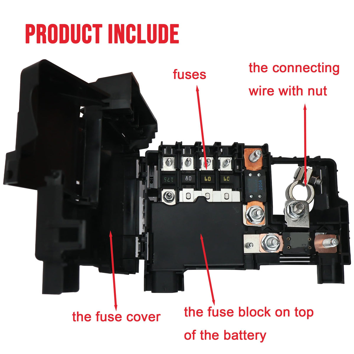 LLYZFED fuse block installed in a Malibu engine bay demonstrating direct-fit convenience