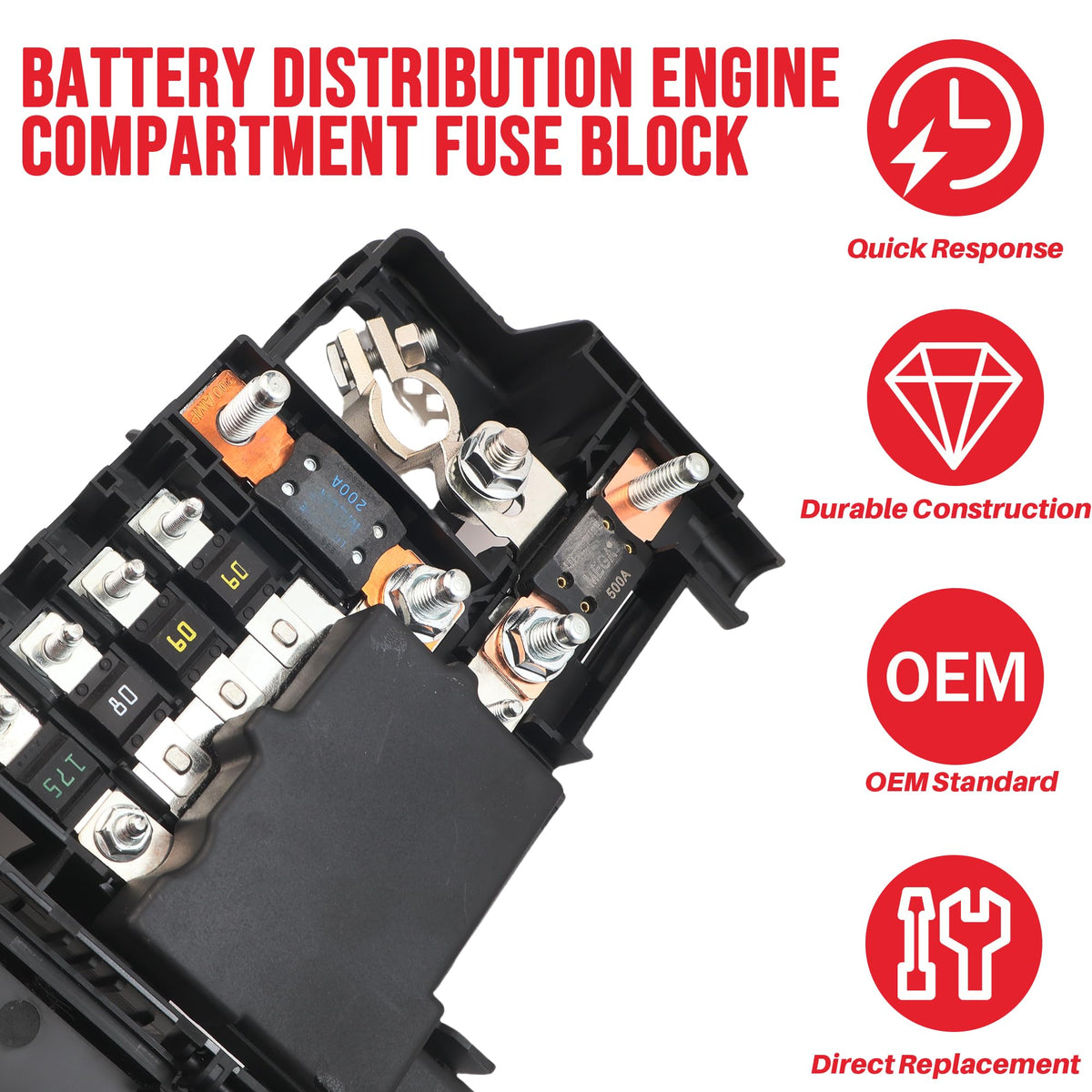 LLYZFED fuse block next to a ruler for scale showing compact, OEM-style dimensions