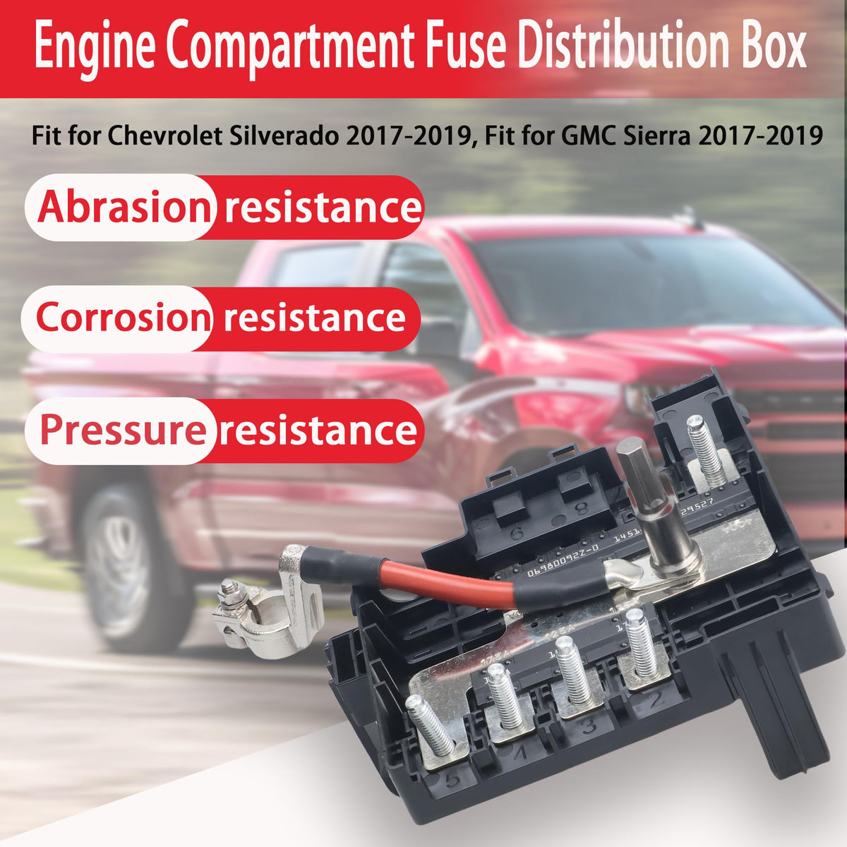 LLYZFED fuse block top label close-up showing model compatibility and fitment