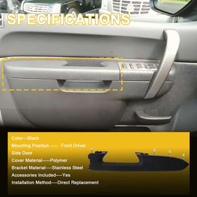 LLYZFED fitment view showing door release handle located below armrest for correct match