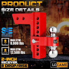 LOCAME integrated 2" and 2-5/16" balls showing versatile towing capacity