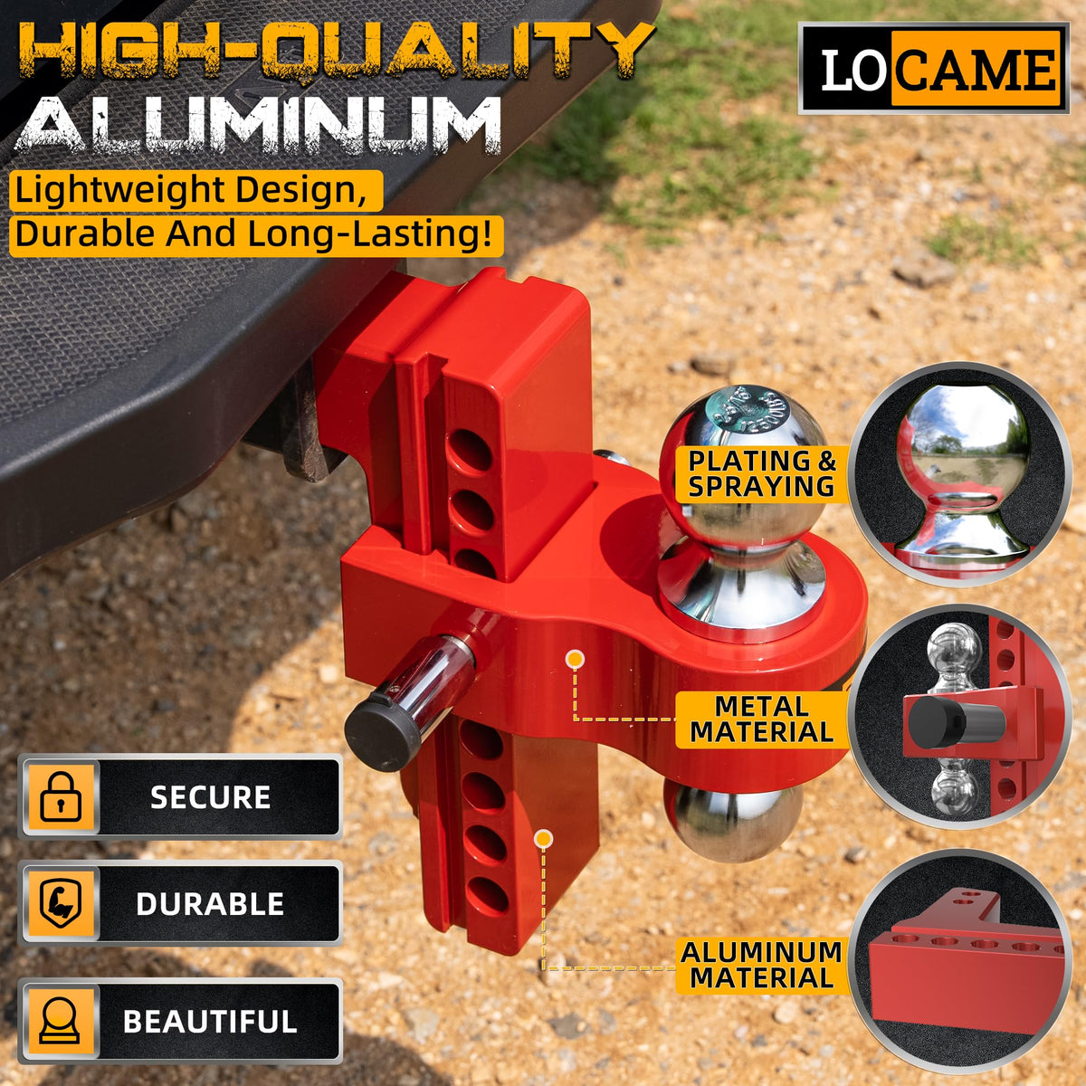 LOCAME close-up of aluminum shank highlighting lightweight durable construction