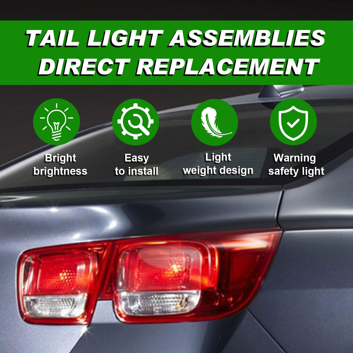 Lochnchn tail light packaging and included bulbs displayed to show everything provided for installation
