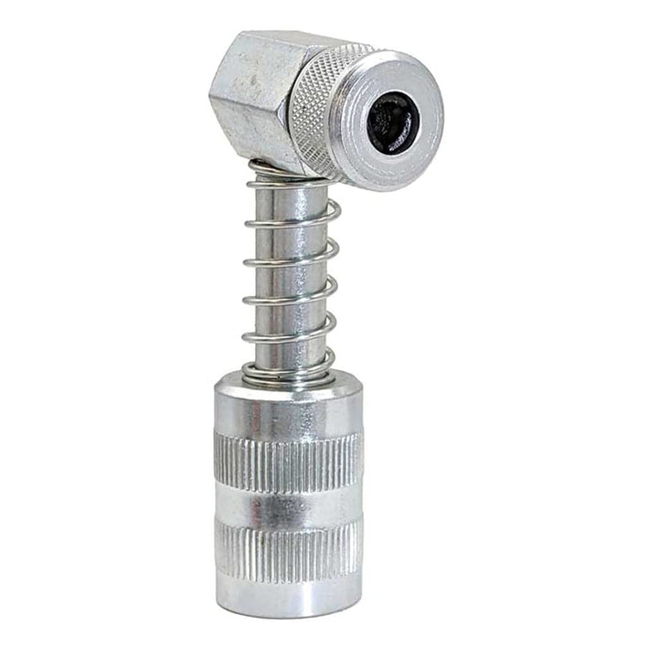 LockNLube front view of adapter showing compact right-angle design for better access