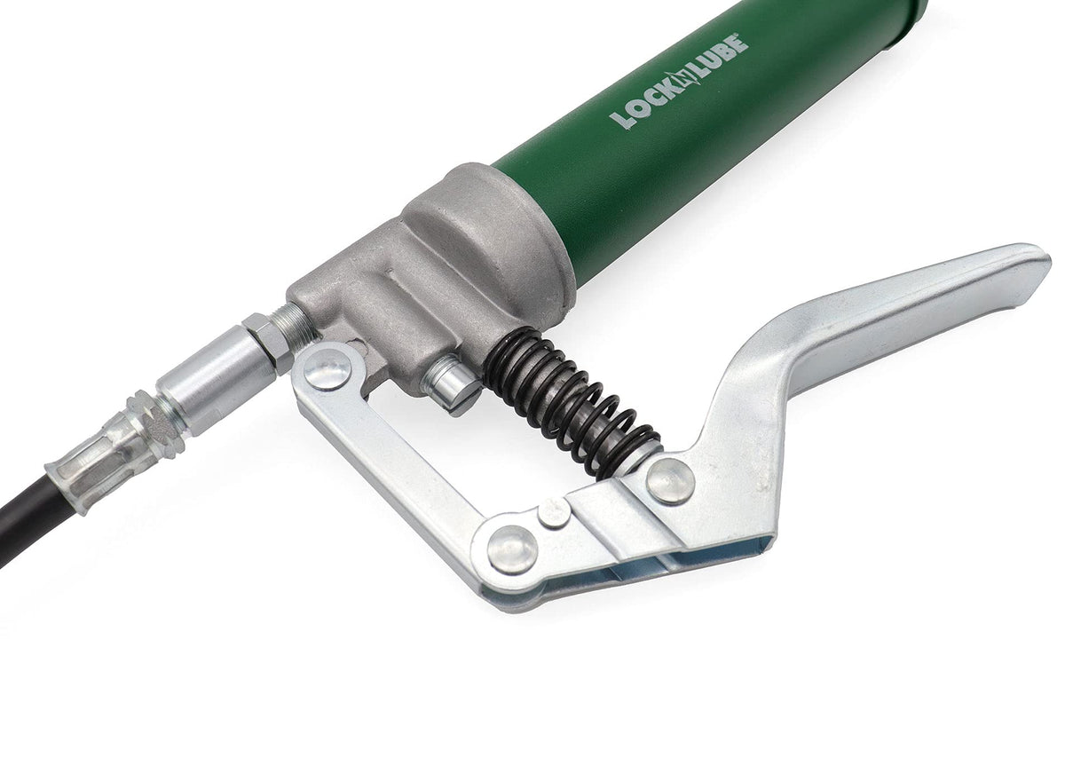 LockNLube in-line swivel rotating freely to prevent hose kinks and ease use