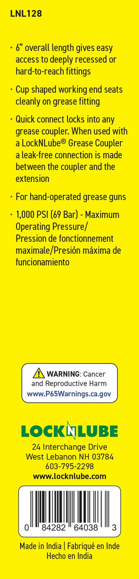 LockNLube adapter in use on industrial machinery reaching recessed grease fitting