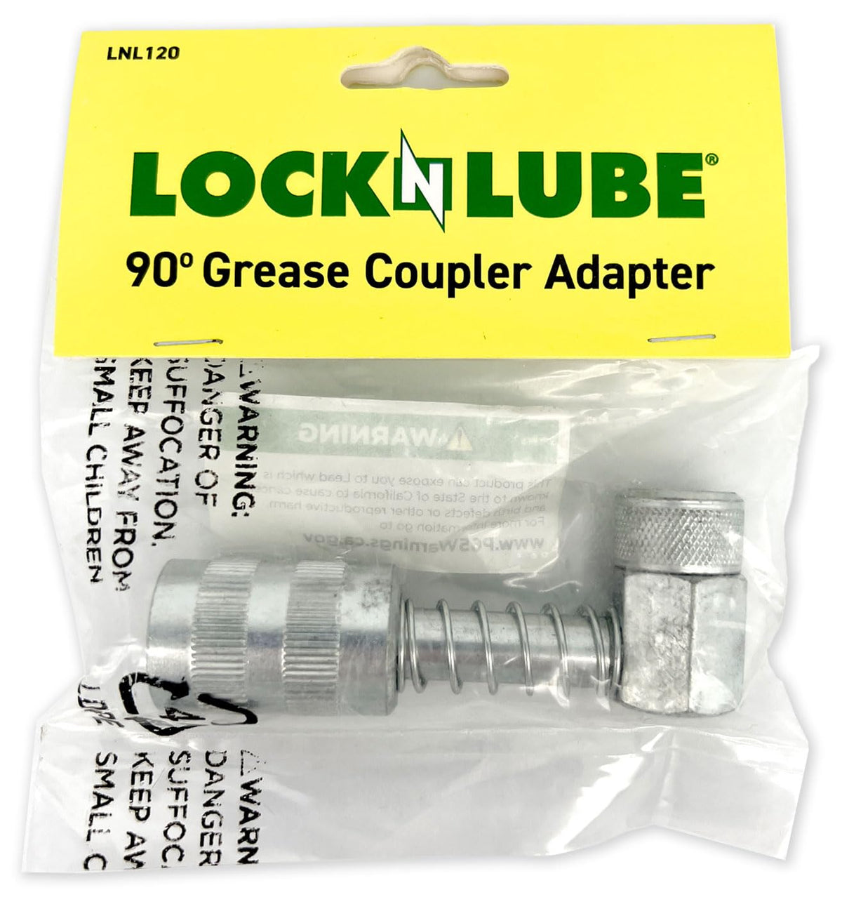LockNLube adapter beside a ruler showing compact size and easy storage benefit