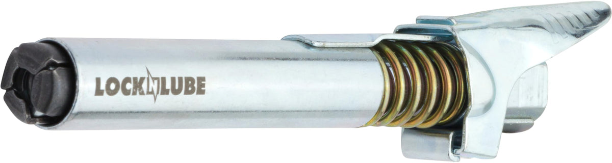 LockNLube threaded 1/8 NPT base detail showing universal fit benefit