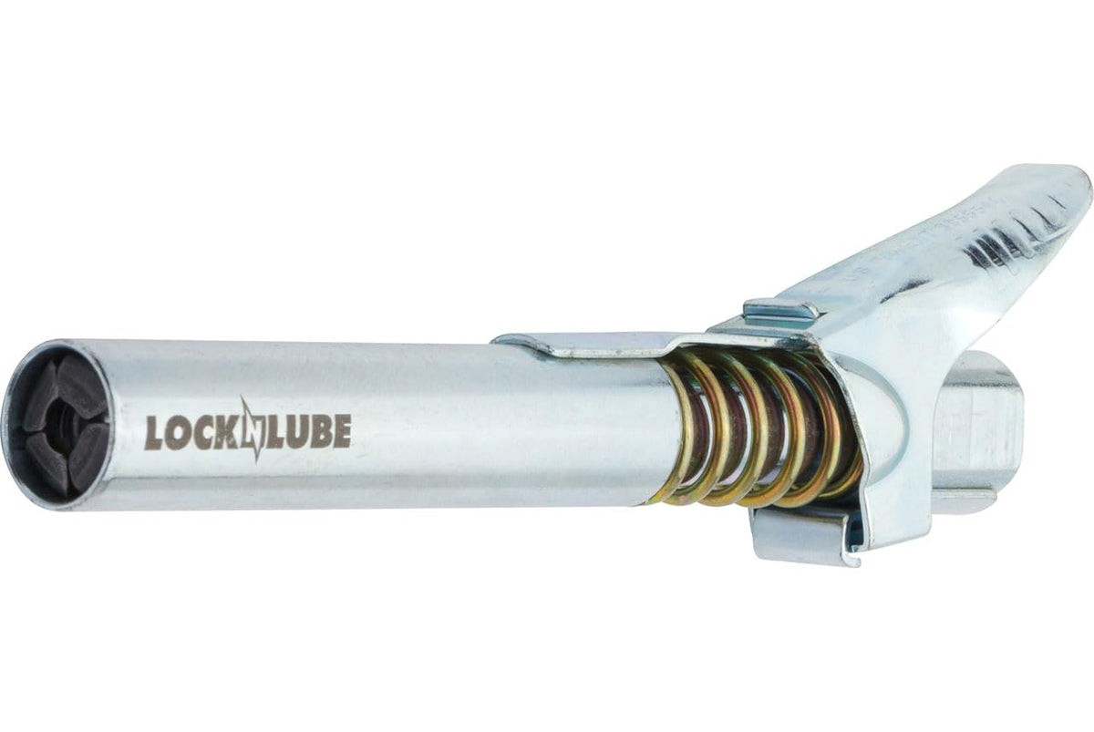 LockNLube extended neck detail highlighting 3.5 inch reach advantage