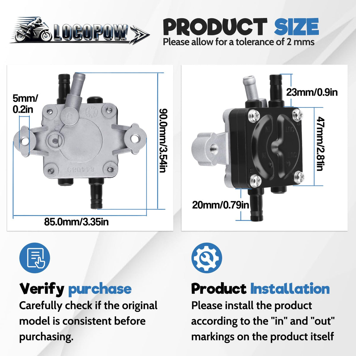 LOCOPOW back and mounting detail highlighting bolt pattern for accurate install