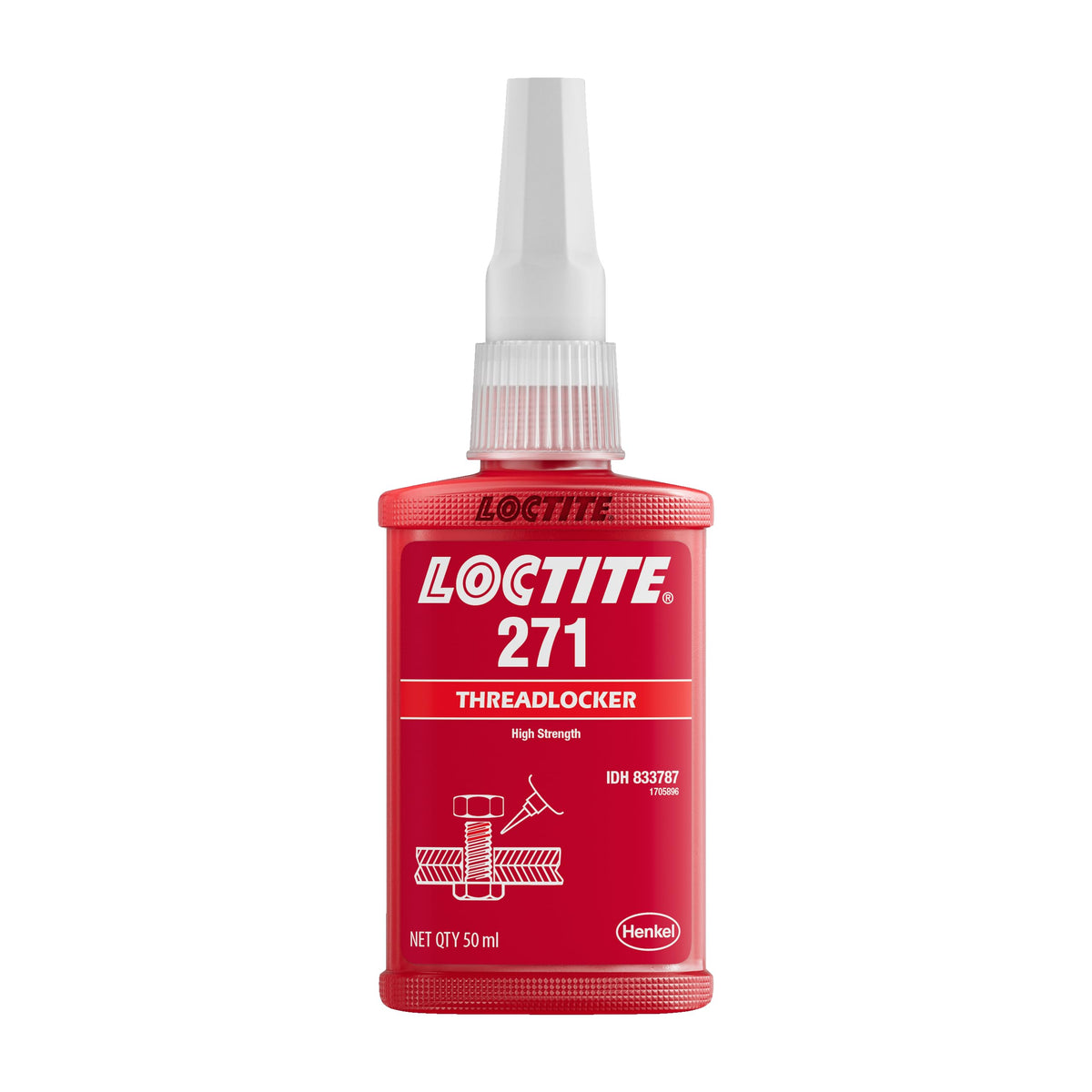 Loctite 271 front label showing product and strong thread locking benefit