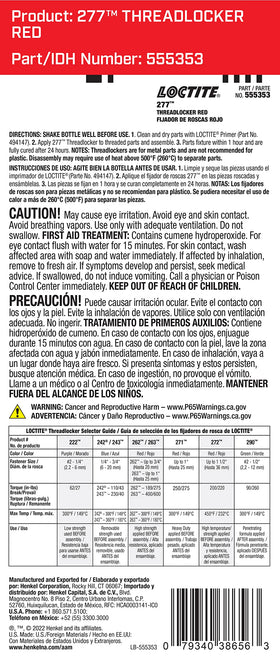 Loctite 277 red 36 ml bottle nozzle close-up showing applicator for precise dosing