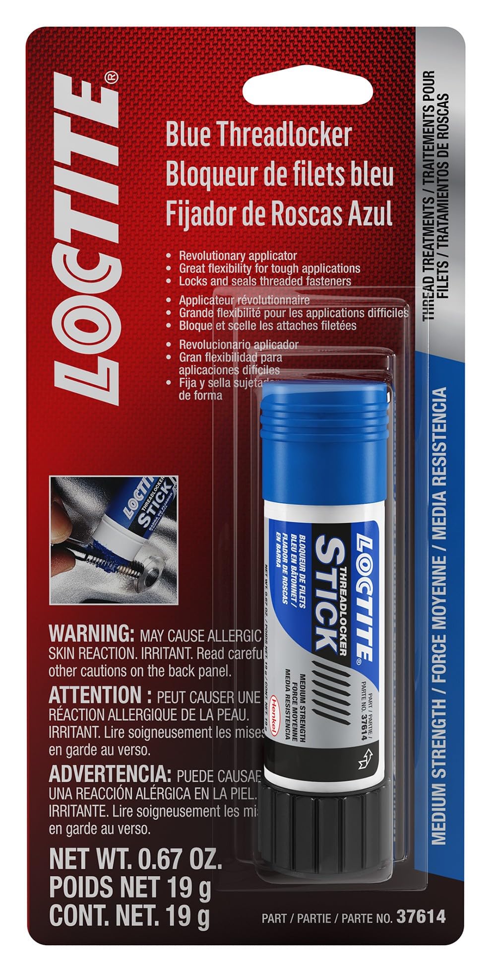 Loctite 504466 front packaging showing stick and label for quick identification and use